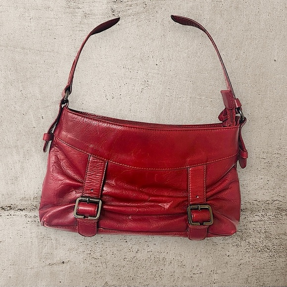 Whimsigoth Red Leather true blood baguette y2k Shoulder Bag real leather purse - Picture 1 of 5